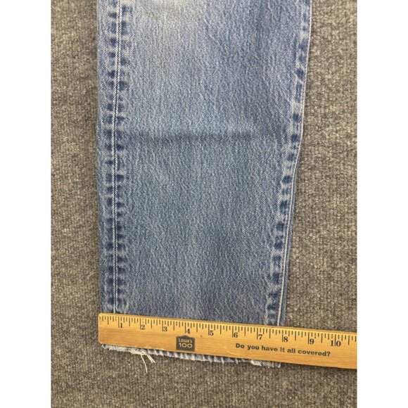 Levis 501 Jeans Mens 35x34 Blue Button Fly Straight Leg Distressed Faded Denim - Picture 6 of 11